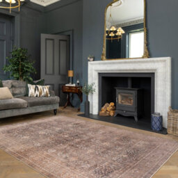 Loomed Traditional Design Cotton Chenille Rug Beige Brown Machine Washable 200Cm X 290Cm - thumbnail 3