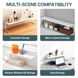 Adjustable Metal Desk Organizer Narrow Ultra-Thin Multi-Layered Tabletop Rack Uk - thumbnail 6
