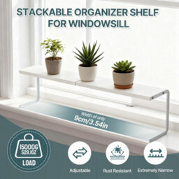 Adjustable Metal Desk Organizer Narrow Ultra-Thin Multi-Layered Tabletop Rack Uk - thumbnail 3