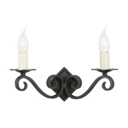 Elegant Black Twin Wall Light - Handmade Iron Double Led E14 60W Sconce