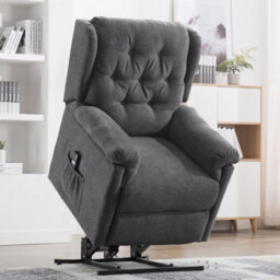 More4Homes Barnsley Fabric Electric Single Motor Riser Rise Recliner Lift Mobility Tilt Armchair Charcoal - thumbnail 1