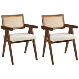 Beliani Set Of 2 Dining Chairs Ava Wood Brown/ Light Beige - thumbnail 4