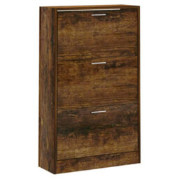 Berkfield Shoe Cabinet Smoked Oak 63X24X103 Cm Engineered Wood - thumbnail 3