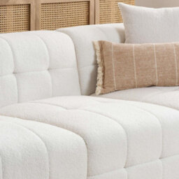 3 Seater Sofa Settee White Boucle Teddy Fabric Birlea Cloud - thumbnail 3