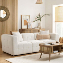 3 Seater Sofa Settee White Boucle Teddy Fabric Birlea Cloud - thumbnail 2