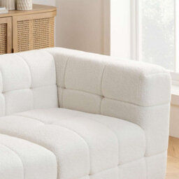 3 Seater Sofa Settee White Boucle Teddy Fabric Birlea Cloud - thumbnail 5