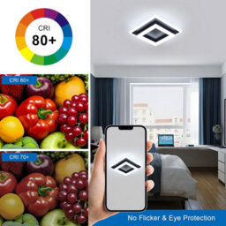 Pheashine Modern Square Led Ceiling Light 30W 3300Lm 6500K Cool White Acrylic Black - thumbnail 4