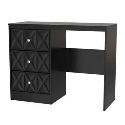 Genoa Ready Assembled Matt Black 3 Drawer Dressing Table (H)756mm (W)969mm (D)395mm - image 1