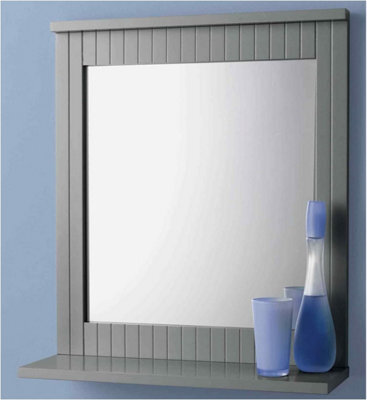 Spot On Dealz Bathroom Wall Mounted Mirror With Cosmetics Shelf Hanging Wooden Frame Elegant