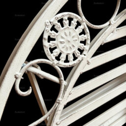 Outdoor Vintage Bistro Set, 2 Folding Chairs And Round Table - Ornate Wrought Iron Design, Fully Assembly, White Antique Finish - thumbnail 3