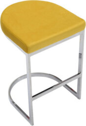 Lamboro Trevi Velvet Kitchen Bar Stools, Chrome Cantilever Frame, Breakfast & Home Bar Stool - Mustard Yellow - thumbnail 6