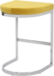 Lamboro Trevi Velvet Kitchen Bar Stools, Chrome Cantilever Frame, Breakfast & Home Bar Stool - Mustard Yellow - thumbnail 4