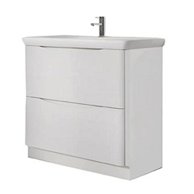 Plum&clay Eden Gloss White Floorstanding Vanity Unit With Round Resin Basin (W)940mm - image 1