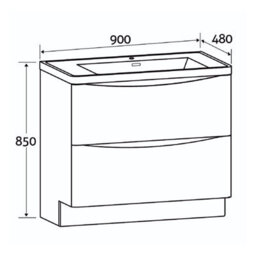 Plum&clay Eden Gloss White Floorstanding Vanity Unit With Round Resin Basin (W)940mm - thumbnail 9