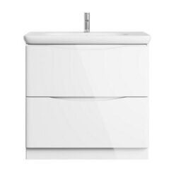 Plum&clay Eden Gloss White Floorstanding Vanity Unit With Round Resin Basin (W)940mm - thumbnail 2