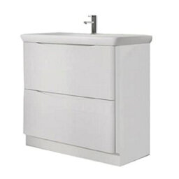 Plum&clay Eden Gloss White Floorstanding Vanity Unit With Round Resin Basin (W)940mm - thumbnail 1