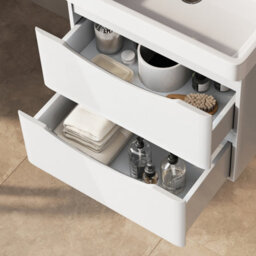 Plum&clay Eden Gloss White Floorstanding Vanity Unit With Round Resin Basin (W)940mm - thumbnail 3