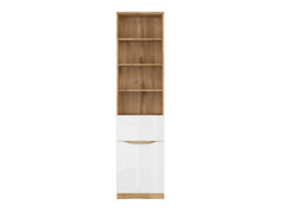 Arte Nuis 50 Cm Bookcase With Door, Drawer And 4 Shelves Oak Wotan White Gloss - thumbnail 3