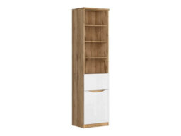 Arte Nuis 50 Cm Bookcase With Door, Drawer And 4 Shelves Oak Wotan White Gloss