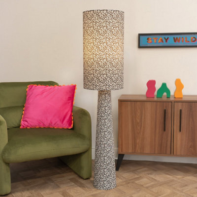 Valuelights Bertie Leopard Print Full Fabric Midi Floor Lamp - image 1
