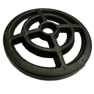 "Thomas Dudley 5"" Diameter 127mm 9mm Thick Round Circular Cast Iron Gully Grid Grate Heavy Duty Drain Cover Black Satin Finish"
