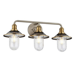 Luminosa Lighting Elstead Hinkley Rigby 3 Light Wall Light Antique Nickel With Heritage Brass Ip44 - thumbnail 1