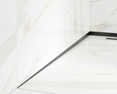 Ilcom Sloped Left Floor Shower Profile Lsl 12mm X 1200mm  Black Brushed Stainless Steel - image 1