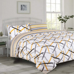 Ameha Printed Duvet Cover 3 Piece Set With Matching Pillowcase Quilt Covers Ochre Stripe King (230X220Cm) - thumbnail 6