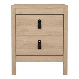 Wyld Haus Wildberry Natural Oak Bedside Table With 2 Drawers And Leather Handles - thumbnail 3