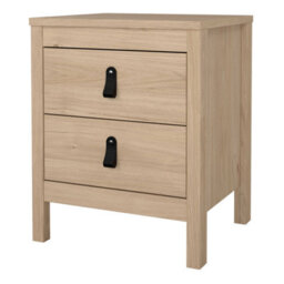 Wyld Haus Wildberry Natural Oak Bedside Table With 2 Drawers And Leather Handles - thumbnail 4