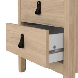 Wyld Haus Wildberry Natural Oak Bedside Table With 2 Drawers And Leather Handles - thumbnail 8