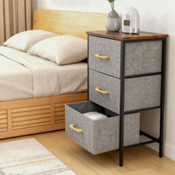 3 Drawer Chest Of Drawers Fabric Storage Unit With Wood Top And Metal Frame Modern Bedroom Or Hallway Organiser Brown - thumbnail 7