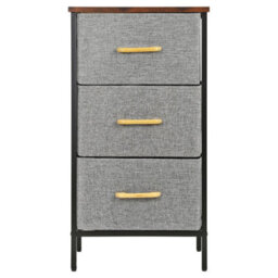 3 Drawer Chest Of Drawers Fabric Storage Unit With Wood Top And Metal Frame Modern Bedroom Or Hallway Organiser Brown - thumbnail 6