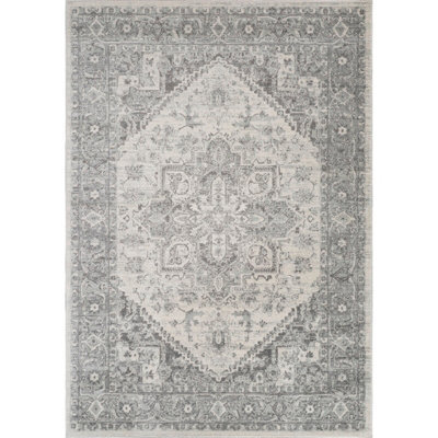 Livabliss Chester-Vintage Grey White Traditional Boho Living Dining Bedroom Rug 200 X 275 Cm Easy Care, Non Shedding - image 1