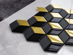 Ilcom Glass Mosaic On Mesh For Bathroom Or Kitchen 265mm X 305mm - Black Mirror - thumbnail 2