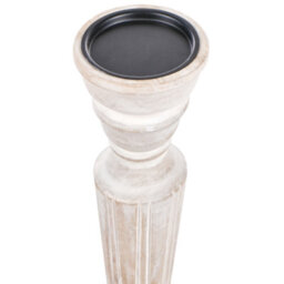 Beliani Set Of 2 Candle Holders Darwa Mango Wood 30/40 Cm Light Brown - thumbnail 5