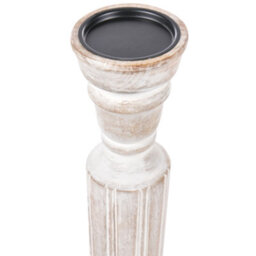 Beliani Set Of 2 Candle Holders Darwa Mango Wood 30/40 Cm Light Brown - thumbnail 4