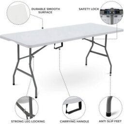 "Crystals 6Ft Heavy Duty Folding Trestle Table With 6 Chairs Catering, Camping, Picnic & Bbq Party""" - thumbnail 2