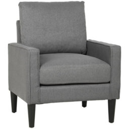 Removable Pillow Linen Accent Chair, Dark Grey - thumbnail 1