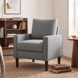 Removable Pillow Linen Accent Chair, Dark Grey - thumbnail 5