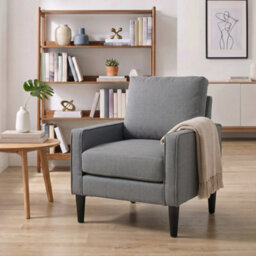 Removable Pillow Linen Accent Chair, Dark Grey - thumbnail 6