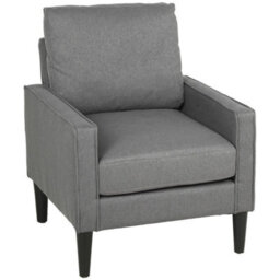 Removable Pillow Linen Accent Chair, Dark Grey - thumbnail 3