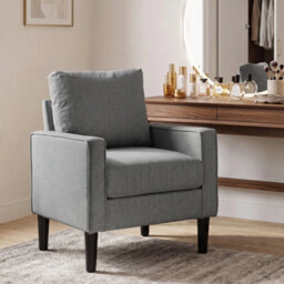 Removable Pillow Linen Accent Chair, Dark Grey - thumbnail 4