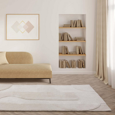Furniturebox Uk Rift Cream Carved Arches Rug 160X230 - image 1