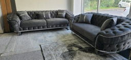 Grey Velvet Ambassador Special Sofa Chrome Accent Metal Legs - thumbnail 3