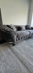 Grey Velvet Ambassador Special Sofa Chrome Accent Metal Legs - thumbnail 6