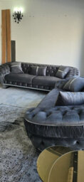 Grey Velvet Ambassador Special Sofa Chrome Accent Metal Legs - thumbnail 5