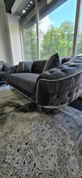 Grey Velvet Ambassador Special Sofa Chrome Accent Metal Legs - thumbnail 4