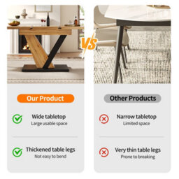 Btm Extendable Dining Table 120160X75X75.5 Cm, Kitchen Or Living Table, Wood Grain Tabletop - thumbnail 7