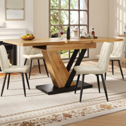 Btm Extendable Dining Table 120160X75X75.5 Cm, Kitchen Or Living Table, Wood Grain Tabletop - thumbnail 3